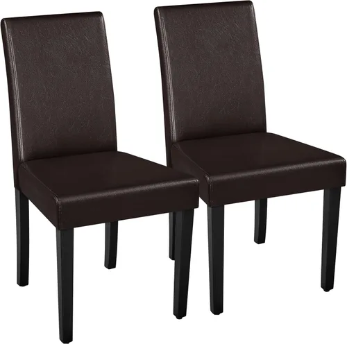 Vista 12 de Yaheetech Juego de 2 sillas de comedor tapizadas de tela Parson con asiento acolchado y patas de madera maciza para comedor/restaurante, gris oscuro