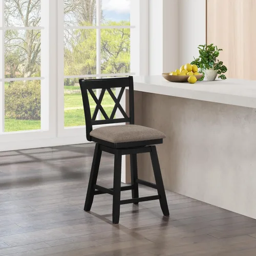 Vista 19 de Home Brookline - Taburete giratorio de bar con mecanismo de giro de 360°, taburetes rústicos de granja para encimera de cocina con cojín, altura
