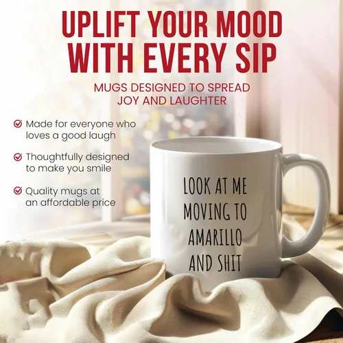 Vista 2 de Moving To Amarillo Mug - Texas City Coffee Cup - Relocation Funny Gift From - Panhandle Tea Mugs - Cups - 11 Oz Ceramic Gifts For New Residents