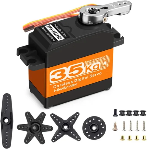 Vista 15 de Hiwonder - Servomotor servo de 55.1 lbs, resistente al agua, servo de alto par, motor sin núcleo de alta velocidad, servo de dirección de engranajes