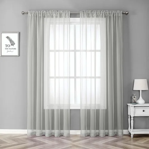 Vista 7 de JUSPURBET 2 cortinas traslúcidas para ventana, panel de cortina semitransparente sólido de lujo para sala de estar, dormitorio al aire libre, 59 x