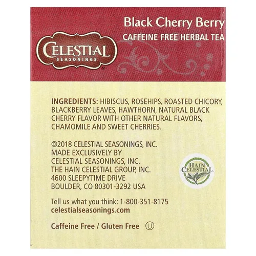 Vista 2 de CELESTIAL SEASONINGS Herb Tea,BLK Cherry Berry, 20 bolsas (paquete de 3)