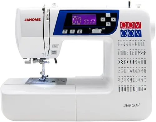Janome 3160QOV Quilts of Valor Full-Size Quilting Sewing Machine with 60 Built-In Stitches, 6 One-Step Buttonholes, and Backlit LCD Screen (White)