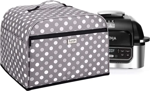 Luxja Cubierta antipolvo compatible con Ninja Foodi Grill (AG301, AG302, AG400), funda con bolsillos de almacenamiento, puntos grises