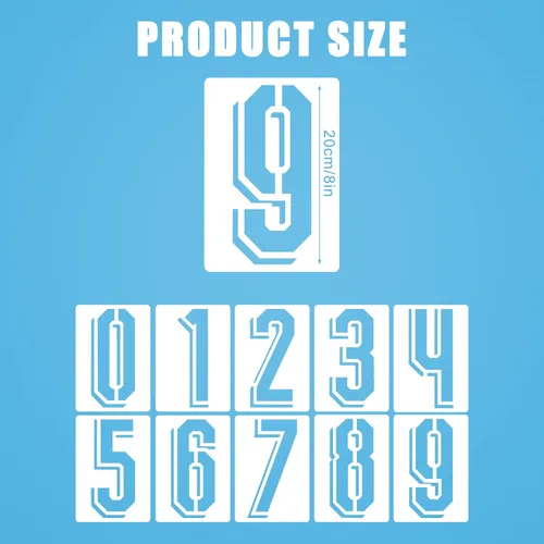 Vista 2 de Plantillas de números grandes de 8 pulgadas, plantilla de números de 0 a 9 plantillas de números de dirección de plástico reutilizables