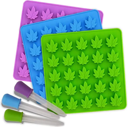 PJ BOLD Molde de silicona para caramelos de hojas de marihuana - Paquete de 3