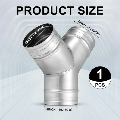Vista 2 de Therwen Divisor de conducto de 4 pulgadas y 3 vías para ventilador de escape en forma de Y, conector de manguera de conducto de metal en forma de Y
