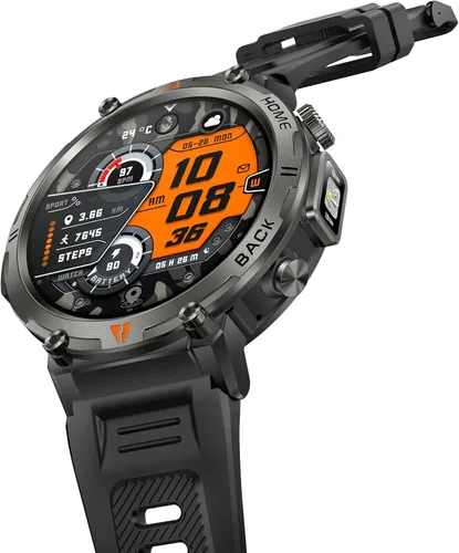 Vista 18 de Relojes inteligentes militares para hombres con GPS integrado con brújula linterna LED, reloj inteligente táctico resistente al agua 3ATM con texto