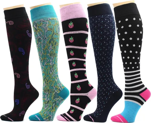 Vista 8 de Dr. Motion - 5 pares de calcetines de compresión terapéutica graduada de 8-15 mmHg para rodillas de mujer