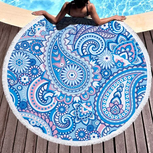 Vista 13 de Violet Mist Toallas de playa de microfibra de gran tamaño, redondas, teñido anudado, sin arena, de secado rápido, hippie, bohemio, circular, toalla