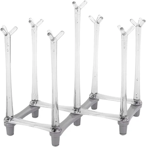 Vista 7 de Estante de secado de tazas retráctil, soporte para escurridor de botellas de vidrio para beber, base antideslizante, taza de árbol, encimera