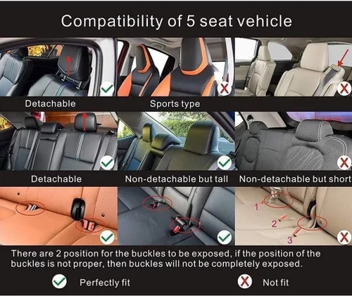 Vista 9 de Fundas de Asientos de Cuero para Automóvil, Lujosas Universales de Servicio Pesado Impermeables de Cuero Cubierta de Vehículo Automotriz para Autos