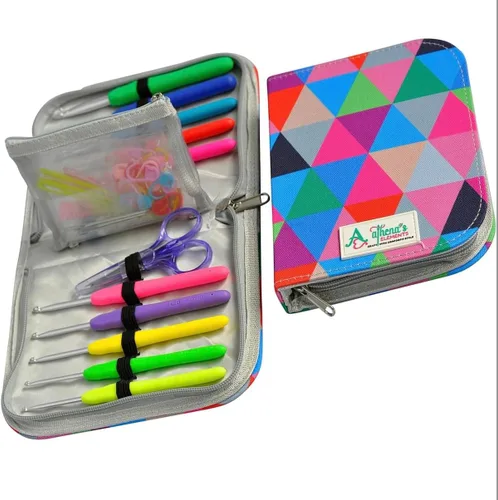Vista 10 de Athena's Elements Tamaño estándar de Estados Unidos 100% preciso – Estuche perfecto para ganchillos de crochet, juego con bolsillo extraíble, Negro