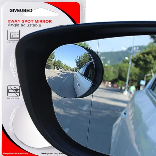 Vista 7 de Espejo retrovisor convexo ajustable 360 de vidrio HD, sin marco, para automóviles, camiones y SUV, 2 piezas en forma de ventilador grande
