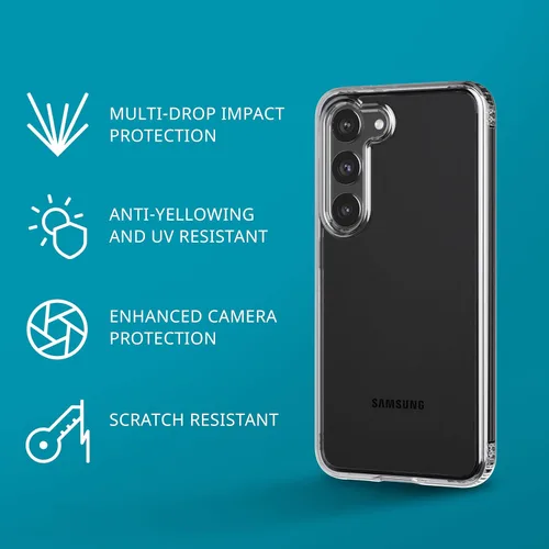 Vista 2 de Tech21 Evo Clear - Funda transparente para Samsung Galaxy S23, resistente a los arañazos, con protección contra caídas de 12 pies