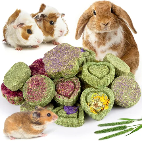 Vista 7 de Sofier Timothy Heno Treats - 16 golosinas masticables naturales para dientes hechos a mano para conejo, chinchilla, jerbo, rata, hámster juguetes