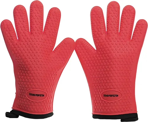 Vista 16 de KITCHEN PERFECTION Guantes de silicona para horno ahumador -Guantes de barbacoa extremadamente resistentes al calor-maneja la comida caliente