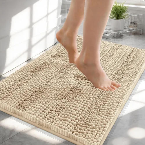 Vista 133 de OLANLY Tapetes de baño gruesos de chenilla a rayas de 30 x 20 pulgadas, extra suaves, absorbentes, con parte trasera de goma, se pueden lavar