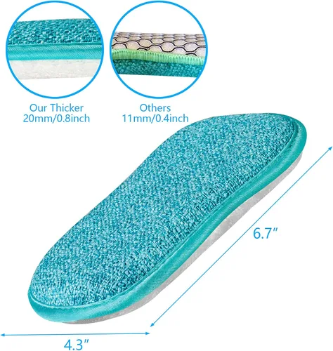 Vista 3 de 10 paquetes de esponjas de cocina para fregar sin rasguños, paños multiusos, esponja con un poder de estropajo resistente - Limpieza sin esfuerzo