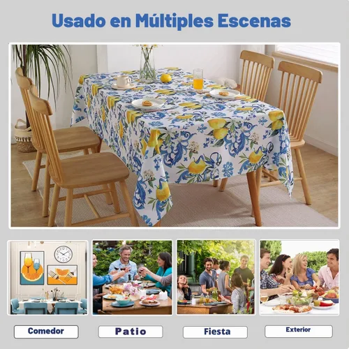 Vista 7 de SASTYBALE Mantel rectangular de limón de 52 x 70 pulgadas, mantel de limón A-Blue