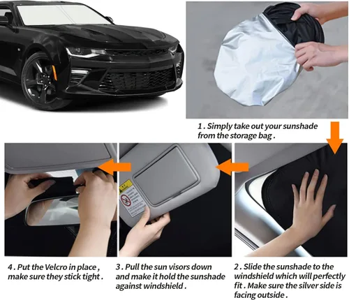 Vista 5 de Parasol para parabrisas mejorado para Chevrolet Camaro 2016-2024, visera plegable para parabrisas que bloquea los rayos UV
