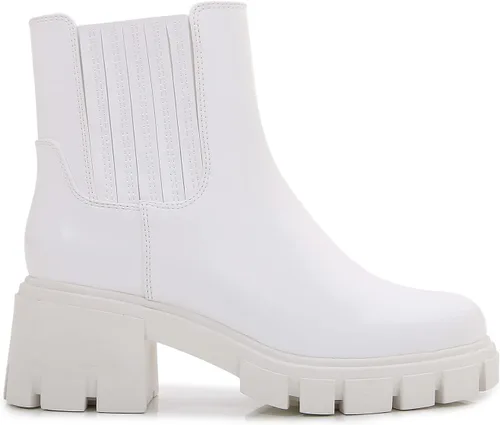 Vista 2 de mm Botas Chelsea con plataforma gruesa de piel sintética para mujer, botines con cremallera