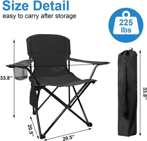 Vista 2 de Folding Camping Chairs with High Back, Comfortable Outdoor Chairs 300lbs Capacity Lightweight Portable Chair with Storage Bag for Camping, Fishing
