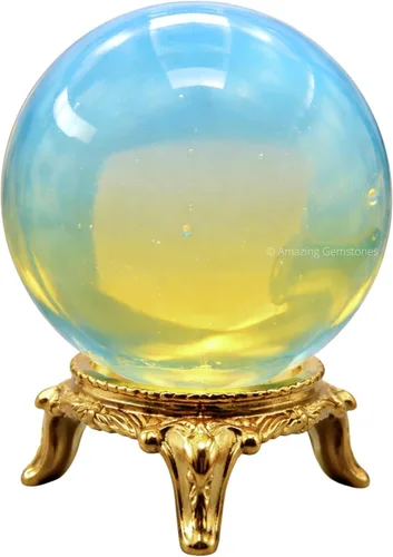 Vista 18 de Amazing Gemstone Bola de cristal de Yaxaita con soporte, bolas de meditación de esfera de cristal de 1.5 pulgadas para brujería y bolas decorativas
