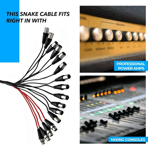 Vista 5 de Seismic Audio Cable Snake Sub de Envío XLR de Perfil Bajo de 12 Canales, Cable Divisor XLR, 25 Pies