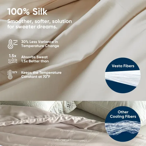 Vista 11 de Vesta Edredón de Seda Lavable y Ligero, Manta Refrescante para Personas que duermen con Calor, 100% Seda de Morera de Fibra Larga, Control de Zen