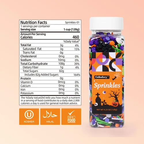 Vista 6 de Gránulos de Halloween para decoración de pasteles de 4.2 onzas, gránulos de Halloween para decoración de cupcakes, helado, dulces, galletas