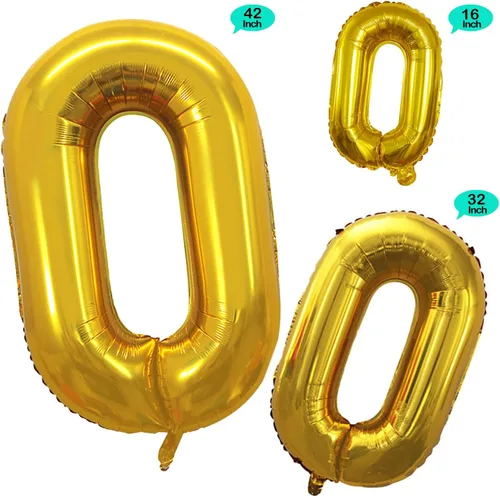 Vista 158 de conjunto de globos de papel aluminio para decoraciones de cumpleaños, globos de las letras de feliz cumpleaños y de números Oro