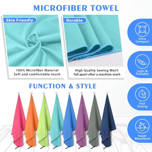 Vista 34 de HOEAAS Paquete de 2 Toallas de Microfibra para Camping, Toalla de Secado Rápido, Toalla de Viaje Súper Absorbente Ultra Compacta Suave y Ligera