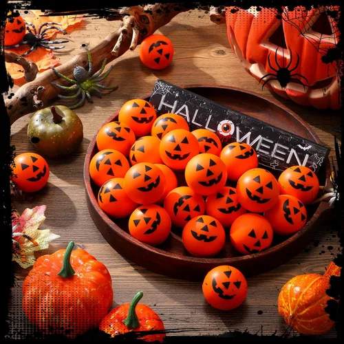 Vista 5 de Jerify 50 mini bolas antiestrés de calabaza de Halloween a granel, bola pequeña de espuma de 1.57 pulgadas para Halloween, fiesta, carnaval