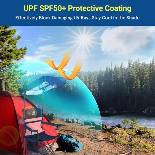 Vista 8 de Coastrail Outdoor Silla plegable de camping con toldo ajustable multiposición, protección solar SPF 50+ con soporte para tazas y bolsillos