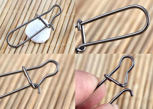 Vista 4 de Duo-Lock - Clips de pesca de acero inoxidable con cierre de gancho de señuelo de cierre de cambio rápido, accesorios de pesca de agua salada