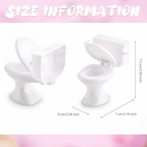 Vista 3 de Skylety 2 piezas de mini asiento de inodoro para casa de muñecas, muebles clásicos en miniatura, para baño, inodoro, decoración para tartas, muebles