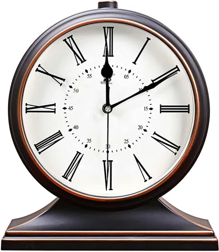 Silent - Reloj de repisa vintage para sala de estar, 10 pulgadas | Reloj de escritorio con pilas para mesa, dormitorio, oficina, chimenea, Negro