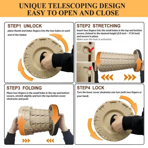 Vista 5 de Taburete plegable, taburete plegable con cojín de poliuretano, taburete plegable portátil de 12 niveles y capacidad de carga de 500 libras, silla