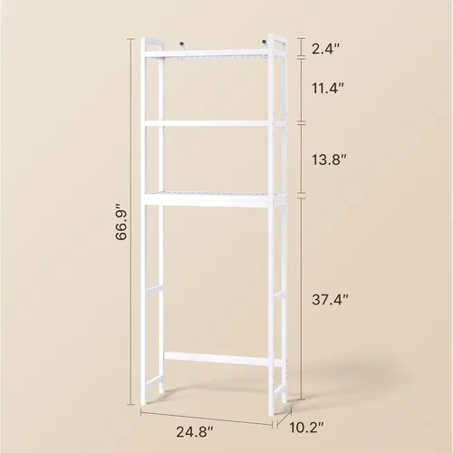 Vista 2 de Gizoon Armario de almacenamiento de 3 niveles sobre el inodoro, almacenamiento de bambú para baño sobre inodoro con estantes ajustables, estantes