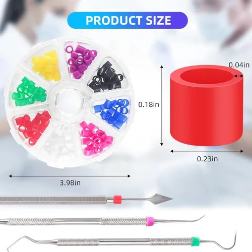 Vista 2 de Annhua Anillos de código de color para instrumentos dentales, anillos de código de color dental de silicona elástica para identificación
