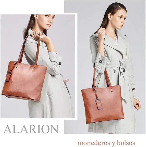 Vista 8 de ALARION Bolsos de mano con asa superior para mujer, bolso de hombro, bolso mensajero, bolso tote, cartera 1-abrown