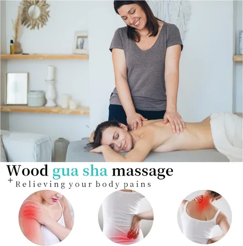 Vista 3 de Gran herramienta de masaje Gua Sha, masajeador de drenaje linfático, terapia de madera, herramientas de masaje para moldear el cuerpo, kit