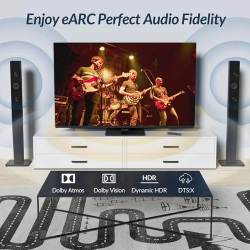 Vista 6 de Elecan Cable HDMI 2.1 de 8K (certificado) de 2 pies / 2 unidades, cable HDMI trenzado de 48 Gbps para 8K @60Hz 4K @120Hz 2K 1080P, Dynamic HDR, eARC