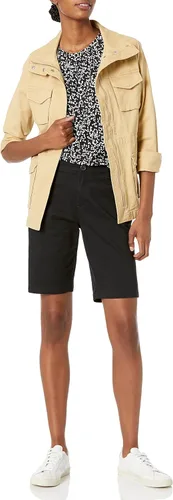 Vista 4 de Tienda Essentials Bermudas caqui de tiro medio y entrepierna de 10 pulgadas para mujer