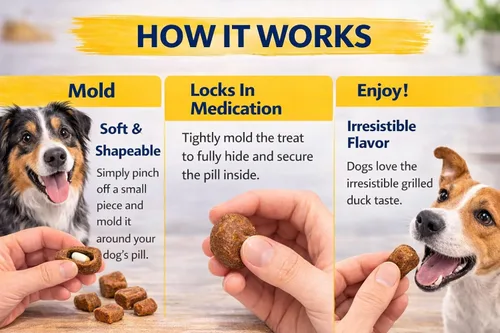 Vista 4 de No Pala Tech - Golosinas suaves para perros y gatos con sabor a pato a la parrilla, 30 golosinas masticables de entrenamiento para perros, fáciles