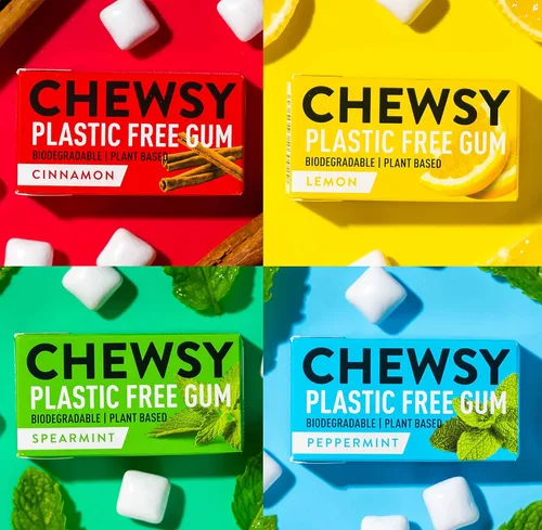 Chewsy Colección Flavor | Goma de mascar natural + sin plástico | Sin azúcar + sin aspartamo | 100% xilitol + amigable con los dientes | Vegano 0.53
