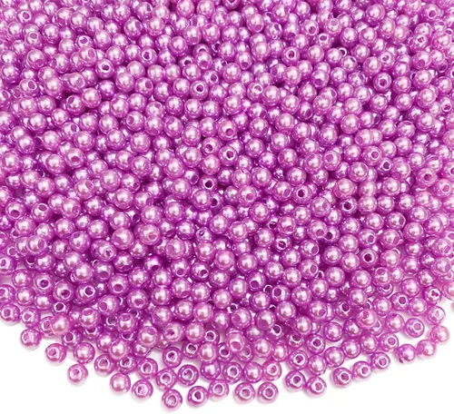 Vista 13 de 2000 cuentas de perlas redondas sueltas de 0.157 pulgadas con agujero para manualidades, pulseras, collares, suministros de fabricación de joyas