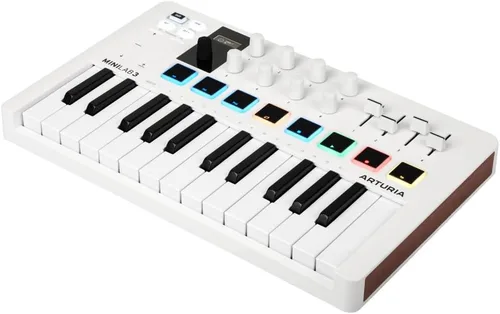 Vista 2 de Arturia MiniLab 3 - Controlador MIDI universal para producción de música, con paquete de software todo en uno, 25 teclas, 8 almohadillas Blanco