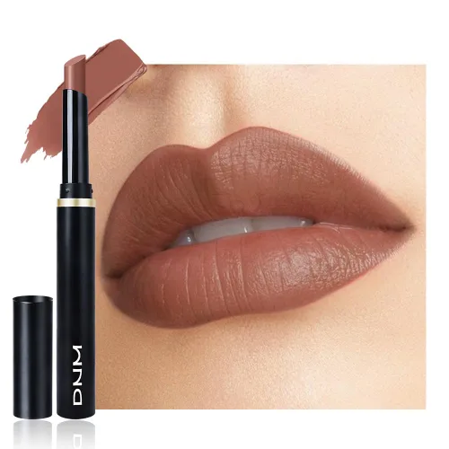 Vista 25 de evpct Lápiz labial líquido mate rojo caramelo con aceite de labios, acabado brillante, lápiz labial 2 en 1, resistente al agua de larga duración